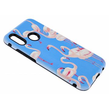 Hauwei P20 Lite Flamingo & Blauw Design 3D Dual Layer Back Cover