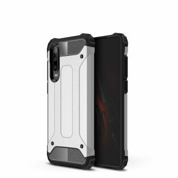 Ntech Huawei P30 Dual layer Armor Hoesje - Zilver