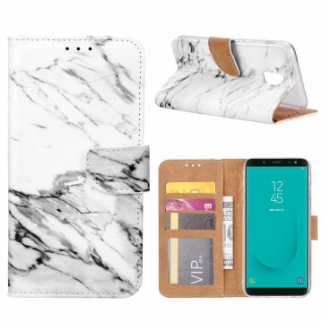 Samsung Galaxy J6+ (Plus) 2018 Marmer Boek hoesje met Pasjesruimte