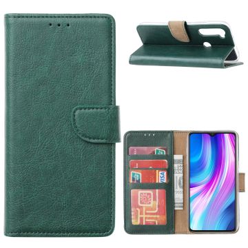 Xiaomi Redmi Note 8 (2019/2021) Hoesje Groen - Xiaomi Note 8 2021 bookcase met Pasjeshouder - Note 8 2019 case Portemonnee cover