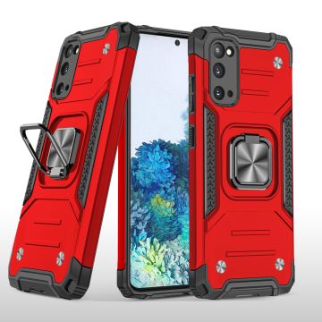 Samsung S20 Hoesje - Heavy Duty Armor hoesje Rood - Galaxy S20 silicone TPU hybride hoesje Kickstand ringhouder met Magnetisch Auto Mount