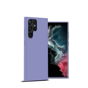Samsung S22 Ultra Hoesje Silicone Backcover Lila - Samsung Galaxy S22 Ultra hoesje Siliconen soft liquid - Samsung S22 Ultra case - hoesje Samsung S22 Ultra