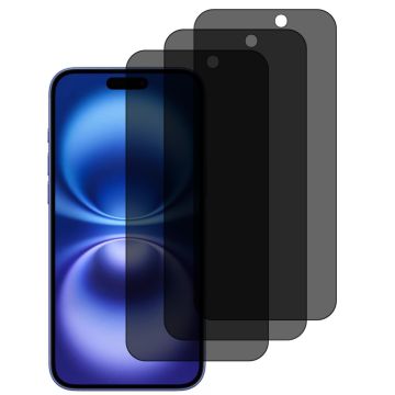 Privacy Screen protector Geschikt voor iPhone 16 screenprotectors Privacy - 3 Stuks - Full screen protector tempered glass van gehard glas