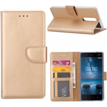 Nokia 8 Portemonnee hoesje / book case Champange Goud