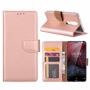Booktype Kunstleer Hoesje Met Pasjesruimte Rose Goud Nokia 6.1 Plus
