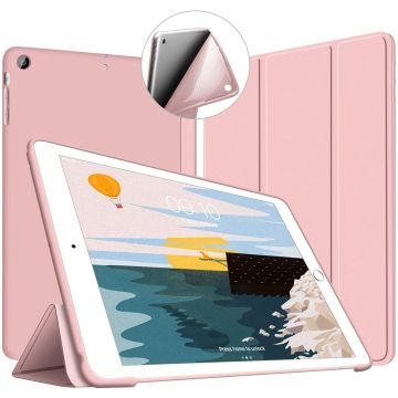 Hoes geschikt voor iPad Mini 4 Rosegoud - Hoes geschikt voor iPad Mini 2 / 3 hoes Trifold Smart cover - Hoes geschikt voor iPad Mini hoes - Hoes geschikt voor iPad Mini 5 hoes bookcase - Hoes geschikt voor iPad Mini 1/2/3 hoesje soft Silicone Trifold case