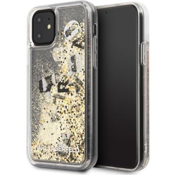 Apple iPhone 11 Karl Lagerfeld Zwart Backcover hoesje KLHCN61ROGO - Glitter - Kunstleer