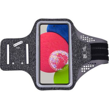 Hoesje Geschikt voor Samsung Galaxy A52s hardloop telefoonhouder – armband - sportband - van stof - Zwart