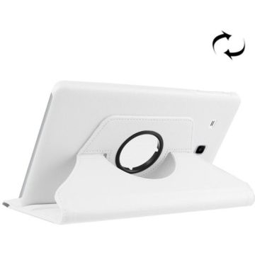 Samsung Galaxy Tab E 9.6 / T560 horizontaal Litchi structuur 360º Draaibaar Hoesje Wit