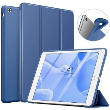 Hoes geschikt voor iPad Mini 4 Donker Blauw - Hoes geschikt voor iPad Mini 2 / 3 hoes Trifold Smart cover - Hoes geschikt voor iPad Mini hoes - Hoes geschikt voor iPad Mini 5 hoes bookcase - Hoes geschikt voor iPad Mini 1/2/3 hoesje soft Silicone Trifold