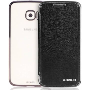 Samsung Galaxy S8+ Plus Folio Flip hoesje + Pasjes met ultra Dunne transparant TPU cover Zwart