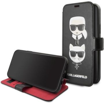 Apple iPhone 11 Karl Lagerfeld Zwart Booktype hoesje KLFLBKSN61FKICKC - Cardslots - Kunstleer