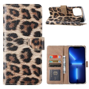 Hoesje Geschikt voor iPhone 13 Pro Max Hoesje Luipaard - Hoesje Geschikt voor iPhone 13 Pro Max Boek Hoesje / Portemonnee cover - Luipaard Hoesje Geschikt voor iPhone 13 Pro Max