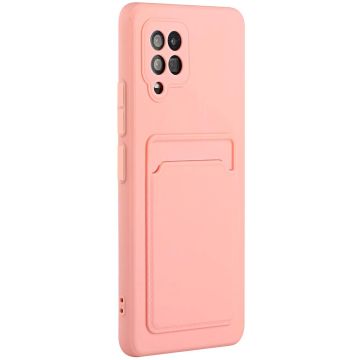 Samsung A32 Hoesje met pasjeshouder Licht Rose - Samsung Galaxy A32 4G hoesje Soft silicone colour case met kaarthouder