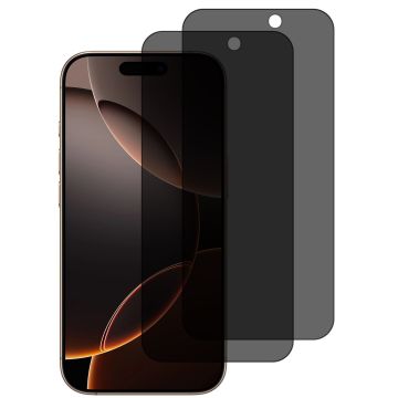 Privacy Screen protector Geschikt voor iPhone 16 Pro screenprotectors Privacy - 2 Stuks - Full screen protector tempered glass van gehard glas