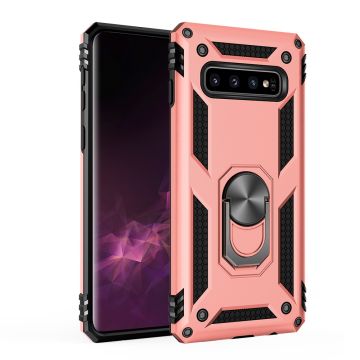Samsung Galaxy S10+ Armor Hoesje Ringhouder TPU - Rose goud