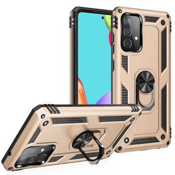 Samsung A52s Hoesje - Galaxy A52 5G / 4G Goud hoesje ( 4G & 5G ) Anti-Shock Hybrid Armor case Ring houder TPU backcover met kickstand