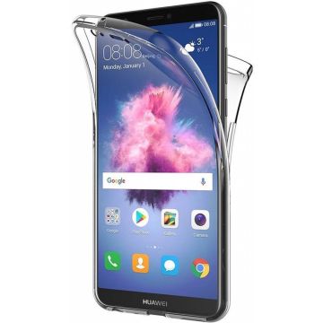 Huawei P Smart+ (Plus) Dual TPU Case hoesje 360° Cover 2 in 1 Case ( Voor en Achter) Transparant
