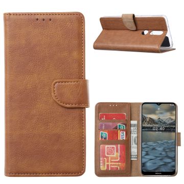 Nokia 2.4 Hoesje - Nokia 2.4 Portemonnee BookCase cover met Pasjeshouder - Bruin