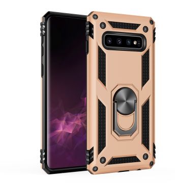 Samsung Galaxy S10+ Armor Hoesje Ringhouder TPU - Goud
