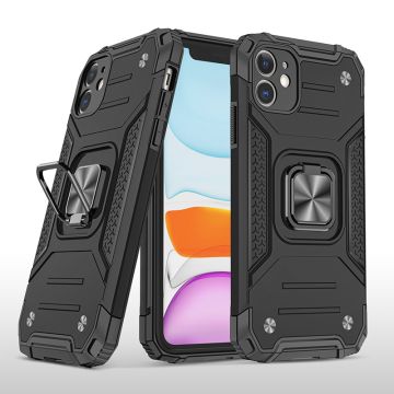 Hoesje Geschikt voor iPhone 11 Pro Max - Heavy Duty Armor hoesje Met Kickstand ringhouder – zwart