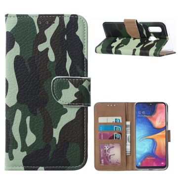 Ntech Camouflage Design Portemonnee Hoesje - Samsung Galaxy A20e