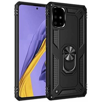 Samsung Galaxy A51 Armor Hoesje Ringhouder TPU - Zwart