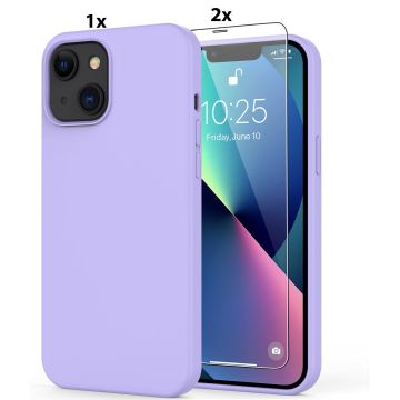 Hoesje Geschikt voor iPhone 11 Hoesje Soft Nano Silicone Backcover Gel Lavendel Paars Met 2x Glazen screenprotector
