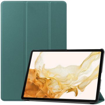 Samsung Tab S8 Plus hoes Book Case Smart Cover Donker Groen - Samsung Galaxy Tab S8 Plus hoes - Samsung Tab S7 FE hoes bookcase - Tab S7 plus hoes Trifold hoes -Tablet Hoes 12.4 Inch