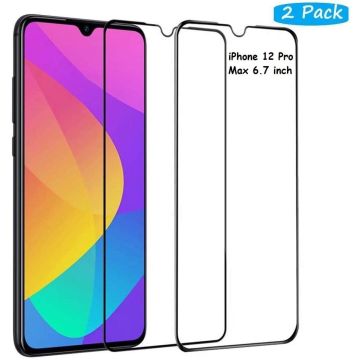 Screenprotector Geschikt voor 12 Pro Max Screenprotector - 2 Pack full cover Shatter-Proof tempered glass Zwart