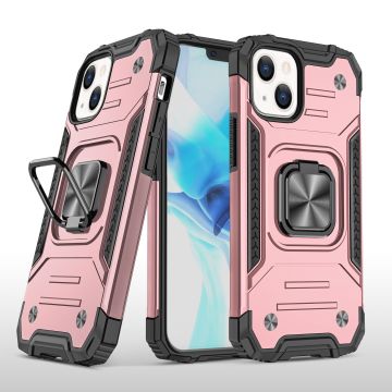 Hoesje Geschikt voor iPhone 13 Pro - Heavy Duty Armor Hoesje met Kickstand ringhouder – Rosegoud