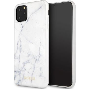 Apple iPhone 11 Pro Max Wit Guess Backcover hoesje Marble Collection - Hard - GUHCN65HYMAWH