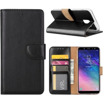 Samsung Galaxy A6 2018 Hoesje Zwart met Pasjeshouder
