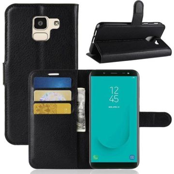 Samsung Galaxy J6 (2018) Hoesje Zwart met Pasjeshouder
