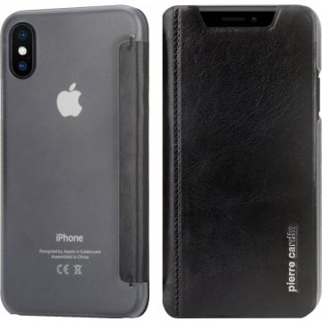 iPhone X / Xs Semi-Transparant Hoesje Pierre Cardin Zwart Leer