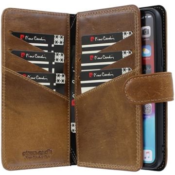 iPhone 11 Pro Bookcase hoesje - Pierre Cardin - Effen Bruin - Leer