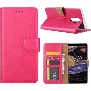 Nokia 7 + (Plus) hoesje book case style / portemonnee case Pink