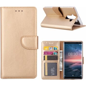 Nokia 8 Sirocco hoesje book case style / portemonnee case Champagne Goud