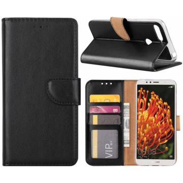 Huawei Y6 2018 portemonnee Hoesje met opbergvakjes Zwart