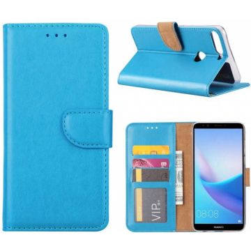Hoesje met opbergvakjes voor Huawei Y7 Prime (2018) portemonnee hoesje Blauw