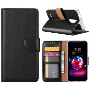 LG K10 (2018) portemonnee Hoesje met opbergvakjes Zwart