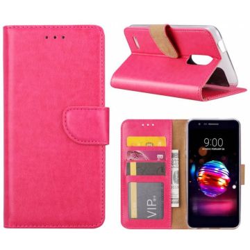 LG K10 (2018) portemonnee Hoesje met opbergvakjes Pink