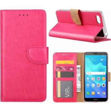 Huawei Y5 (2018) Hoesje boektype case / geschikt voor 3 pasjes Pink