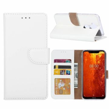 Ntech Hoesje voor Nokia 8.1 portemonnee hoesje / met opbergvakjes wit