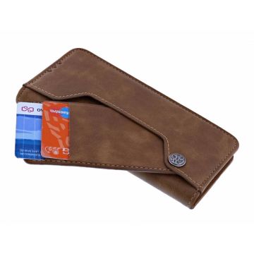 Ntech Samsung Galaxy S10e Flip Hoesje & Uitschuifbare Pasjeshouder Bruin