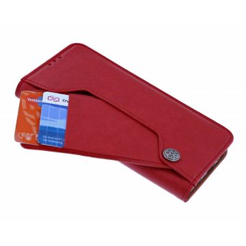Ntech Samsung Galaxy S10e Flip Hoesje & Uitschuifbare Pasjeshouder Rood