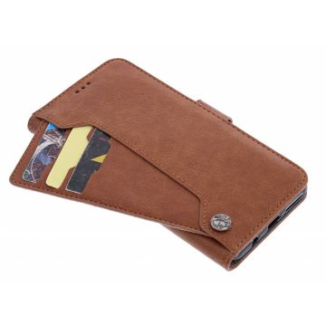 Ntech Samsung Galaxy S10+ Plus Flip Hoesje & Uitschuifbare Pasjeshouder Bruin