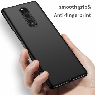 Ntech Sony Xperia 1 Hoesje Silicone Hoesje Flexible & Scratch Resistent TPU Case - Zwart