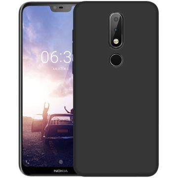 Ntech Nokia 5.1+ (Plus) Hoesje Silicone Hoesje Flexible & Scratch Resistent TPU Case - Zwart