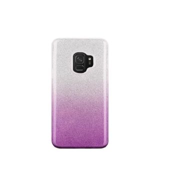 Ntech Samsung Galaxy S9 - Glamour Glitter Dual Layer Back Cover TPU Hoesje - Zilver & Paars